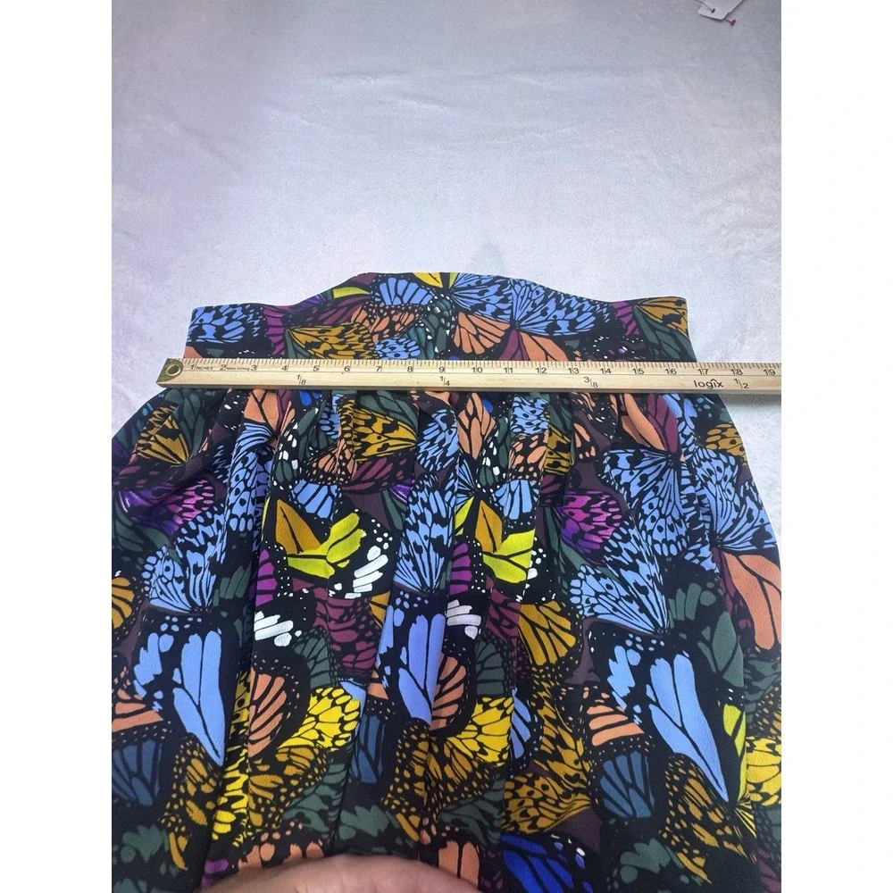 Hand Made Skirt Mini With Butterflies AOP Size Large Ruffles Zipper‎ Back Y2K